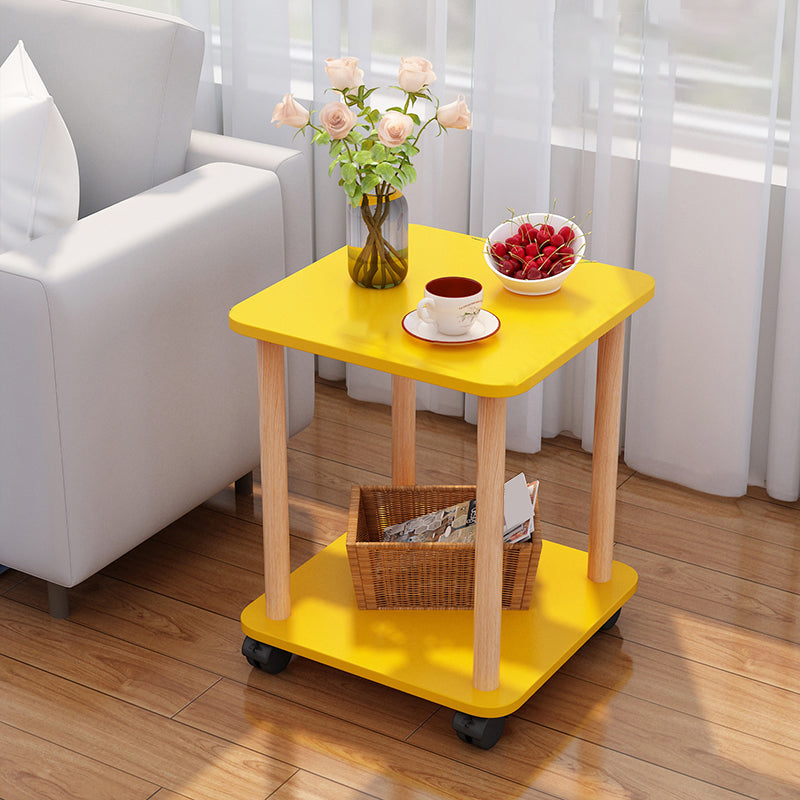 Wood 4 Legs End Table Modern Side End Snack Table for Living Room 16"L x 16"W x 18.5"H Yellow 1 Clearhalo 'Coffee & Accent Tables' 'End & Side Tables' 'end_side_tables' 'furn' 'furn_end_side_tables' 'Furniture' 'Living Room Furniture' 7162769