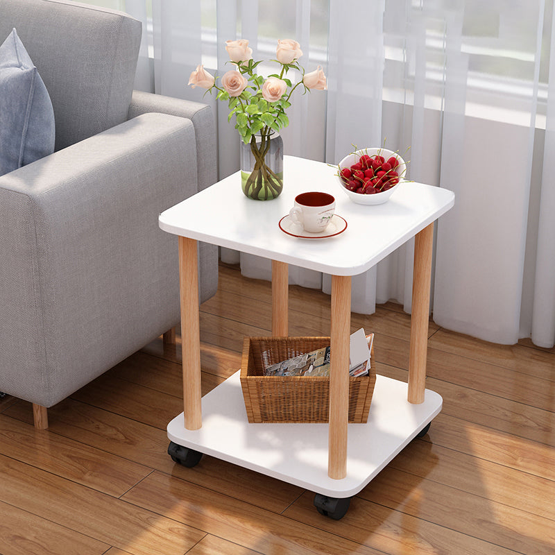 Wood 4 Legs End Table Modern Side End Snack Table for Living Room 16"L x 16"W x 18.5"H White 1 Clearhalo 'Coffee & Accent Tables' 'End & Side Tables' 'end_side_tables' 'furn' 'furn_end_side_tables' 'Furniture' 'Living Room Furniture' 7162773