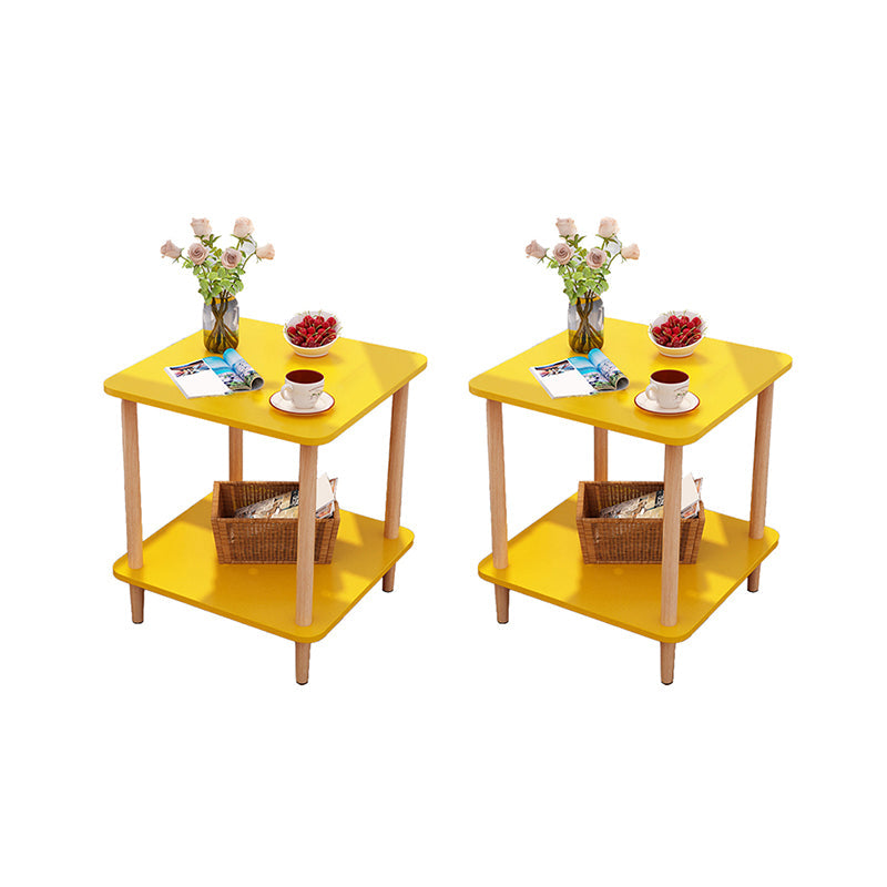 Wood 4 Legs End Table Modern Side End Snack Table for Living Room 16"L x 16"W x 20.5"H Yellow 2 Clearhalo 'Coffee & Accent Tables' 'End & Side Tables' 'end_side_tables' 'furn' 'furn_end_side_tables' 'Furniture' 'Living Room Furniture' 7162774
