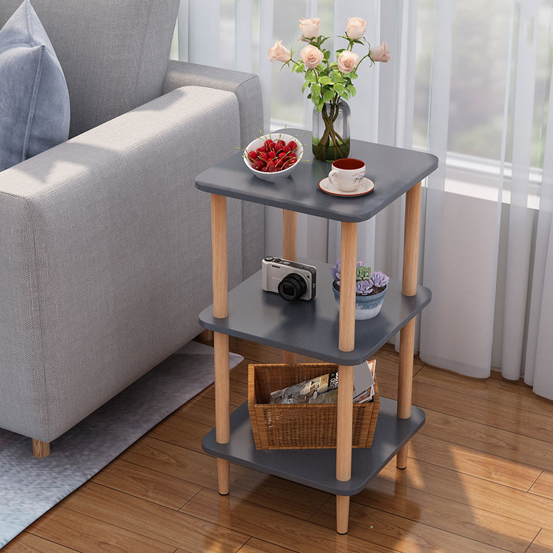 Engineered Wood 4 Legs End Table 2/3-tier Side Table for Living Room 16"L x 16"W x 28.5"H Grey 1 Clearhalo 'Coffee & Accent Tables' 'End & Side Tables' 'end_side_tables' 'furn' 'furn_end_side_tables' 'Furniture' 'Living Room Furniture' 7162869