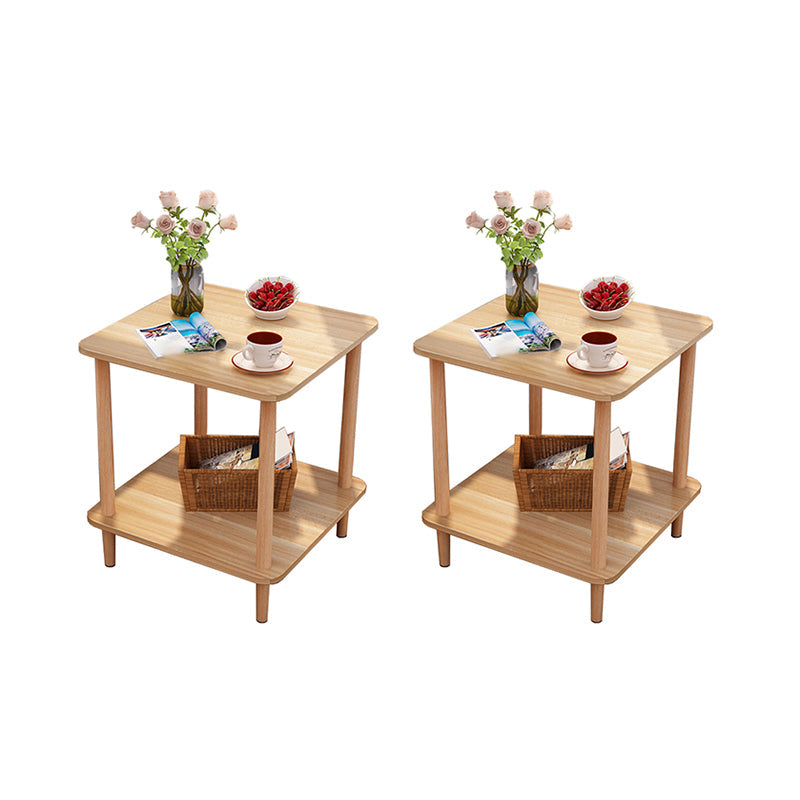 Engineered Wood 4 Legs End Table 2/3-tier Side Table for Living Room 16"L x 16"W x 20.5"H Natural 2 Clearhalo 'Coffee & Accent Tables' 'End & Side Tables' 'end_side_tables' 'furn' 'furn_end_side_tables' 'Furniture' 'Living Room Furniture' 7162879
