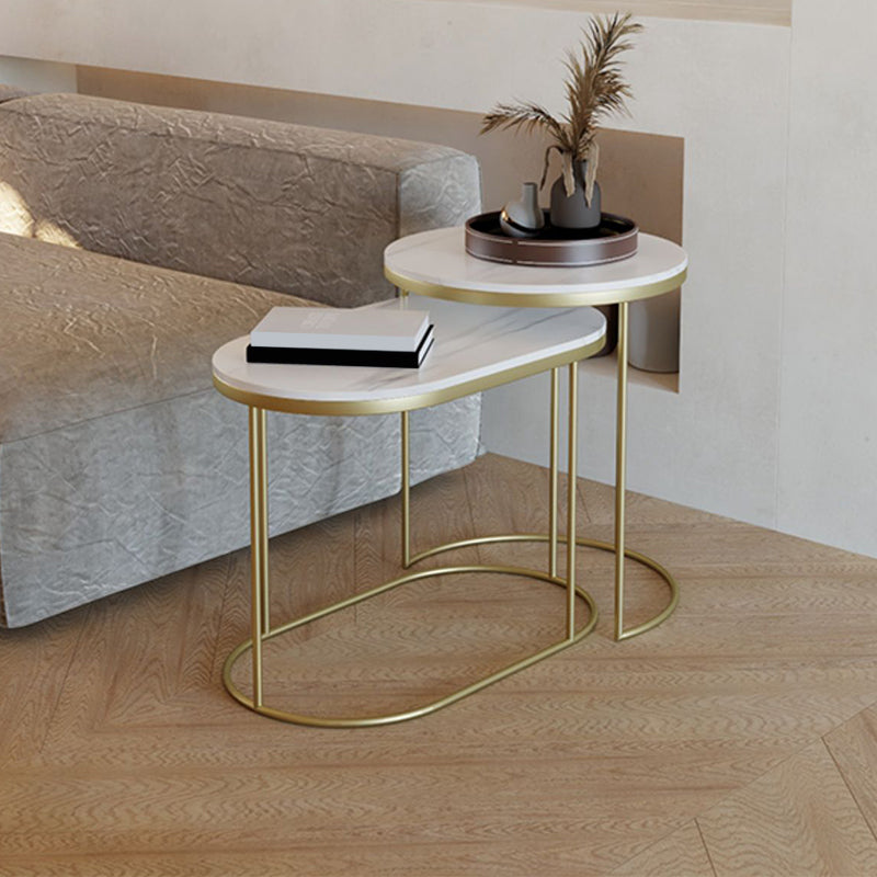 Luxurious Stone Top End Table Metal Frame Sofa Side Accent Table Clearhalo 'Coffee & Accent Tables' 'End & Side Tables' 'end_side_tables' 'furn' 'furn_end_side_tables' 'Furniture' 'Living Room Furniture' 7162921