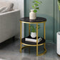 Metal Frame Side End Table Round Stone Top Side Table with Shelf Gold Black 1 Clearhalo 'Coffee & Accent Tables' 'End & Side Tables' 'end_side_tables' 'furn' 'furn_end_side_tables' 'Furniture' 'Living Room Furniture' 7163021