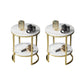 Metal Frame Side End Table Round Stone Top Side Table with Shelf Gold White Gold 2 Clearhalo 'Coffee & Accent Tables' 'End & Side Tables' 'end_side_tables' 'furn' 'furn_end_side_tables' 'Furniture' 'Living Room Furniture' 7163028