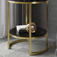Metal Frame Side End Table Round Stone Top Side Table with Shelf Clearhalo 'Coffee & Accent Tables' 'End & Side Tables' 'end_side_tables' 'furn' 'furn_end_side_tables' 'Furniture' 'Living Room Furniture' 7163034