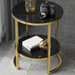 Metal Frame Side End Table Round Stone Top Side Table with Shelf Clearhalo 'Coffee & Accent Tables' 'End & Side Tables' 'end_side_tables' 'furn' 'furn_end_side_tables' 'Furniture' 'Living Room Furniture' 7163036