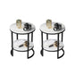 Metal Frame Side End Table Round Stone Top Side Table with Shelf Black White Gold 2 Clearhalo 'Coffee & Accent Tables' 'End & Side Tables' 'end_side_tables' 'furn' 'furn_end_side_tables' 'Furniture' 'Living Room Furniture' 7163037