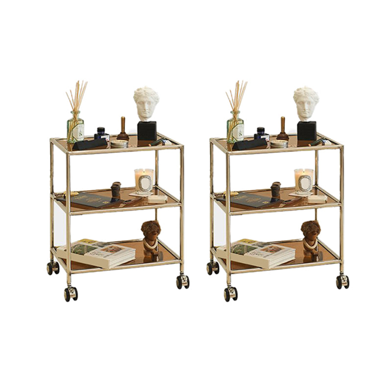 22.44" Tall 4 Legs Side Table with Shelves Modern Metal End Table Stand Metal Brown 2 Clearhalo 'Coffee & Accent Tables' 'End & Side Tables' 'end_side_tables' 'furn' 'furn_end_side_tables' 'Furniture' 'Living Room Furniture' 7163081