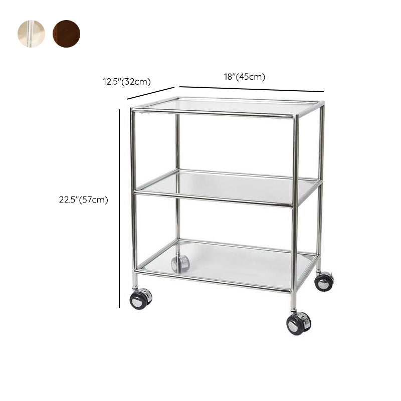 22.44" Tall 4 Legs Side Table with Shelves Modern Metal End Table Stand Clearhalo 'Coffee & Accent Tables' 'End & Side Tables' 'end_side_tables' 'furn' 'furn_end_side_tables' 'Furniture' 'Living Room Furniture' 7163096