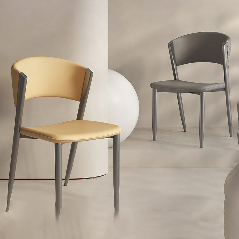 Faux lederen eetkamerstoelen Designer Style Open Back Armloze stoel