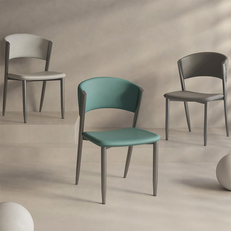 Faux lederen eetkamerstoelen Designer Style Open Back Armloze stoel