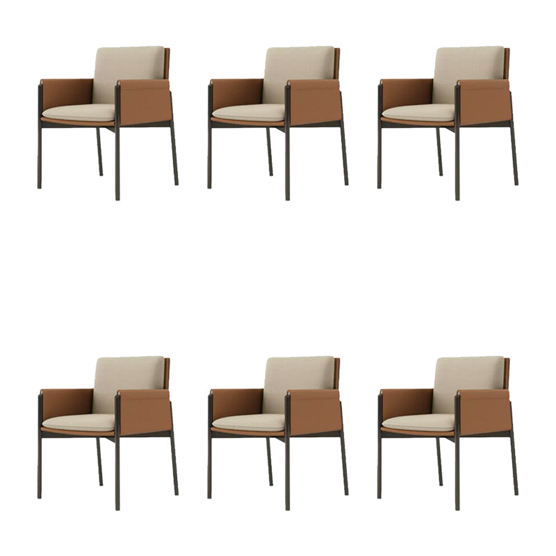 Industrial Upholstered Arm Chair Parsons Dining Room Dining Chair Brown 6 Piece Set Clearhalo 'Dining Chairs' 'Dining Tables & Seating' 'dining_chair' 'furn' 'furn_dining_chair' 'Furniture' 'Kitchen & Dining Furniture' 7163148