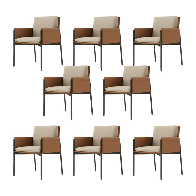 Industrial Upholstered Arm Chair Parsons Dining Room Dining Chair Brown 8 Piece Set Clearhalo 'Dining Chairs' 'Dining Tables & Seating' 'dining_chair' 'furn' 'furn_dining_chair' 'Furniture' 'Kitchen & Dining Furniture' 7163149