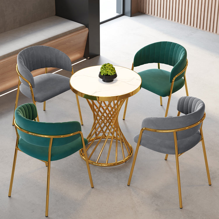 Gestoffeerde eetkamerstoel Glam -stijl Open achterstoel voor de eetkamer