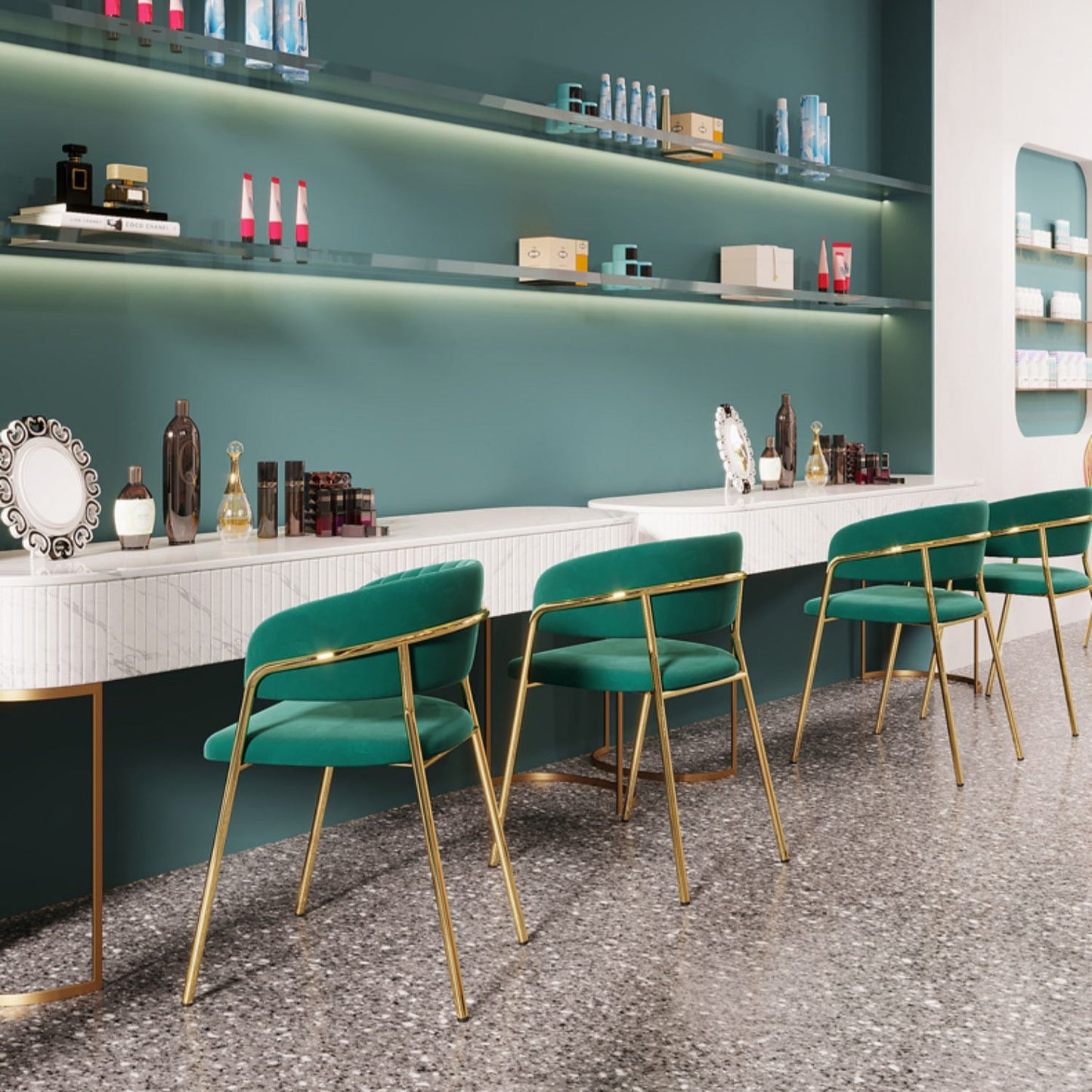 Gestoffeerde eetkamerstoel Glam -stijl Open achterstoel voor de eetkamer