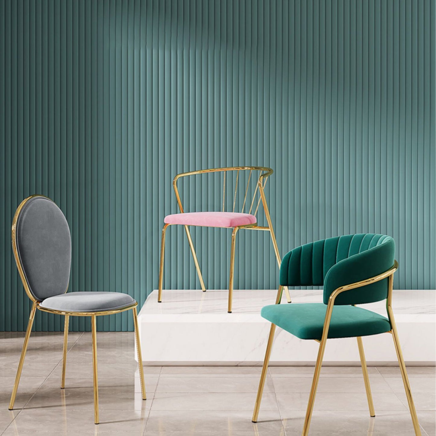 Gestoffeerde eetkamerstoel Glam -stijl Open achterstoel voor de eetkamer