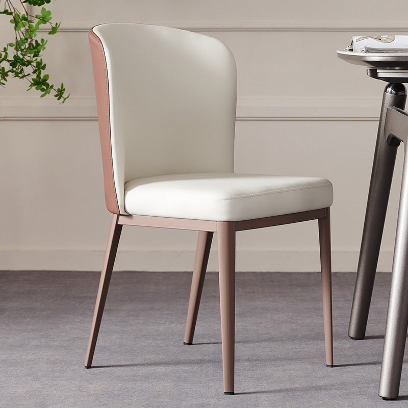 Eetkamer metalen benen stoel faux lederen parsons eetkamerstoel