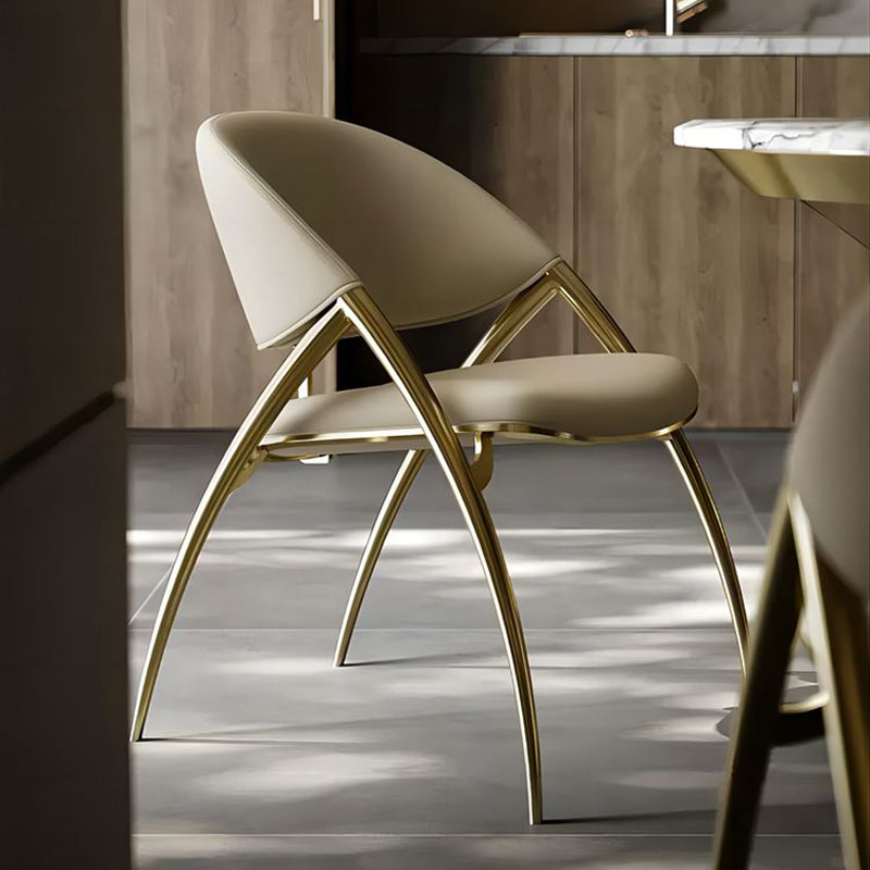 Glam keuken gestoffeerde zijstoel metalen benen Dining Armloze stoel