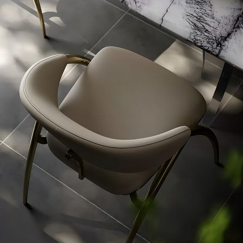 Glam keuken gestoffeerde zijstoel metalen benen Dining Armloze stoel