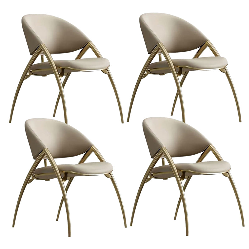 Glam keuken gestoffeerde zijstoel metalen benen Dining Armloze stoel