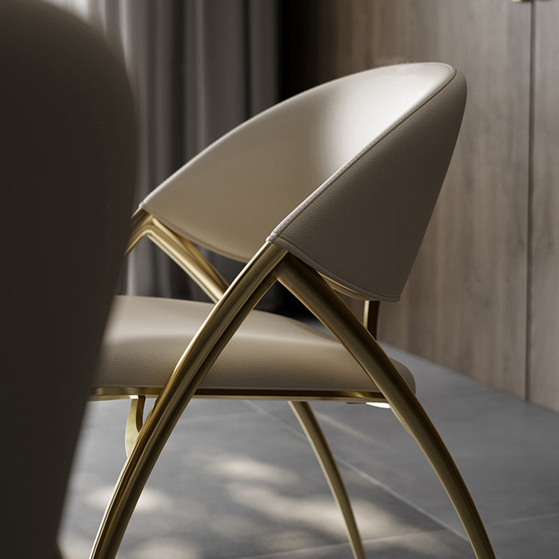 Glam keuken gestoffeerde zijstoel metalen benen Dining Armloze stoel