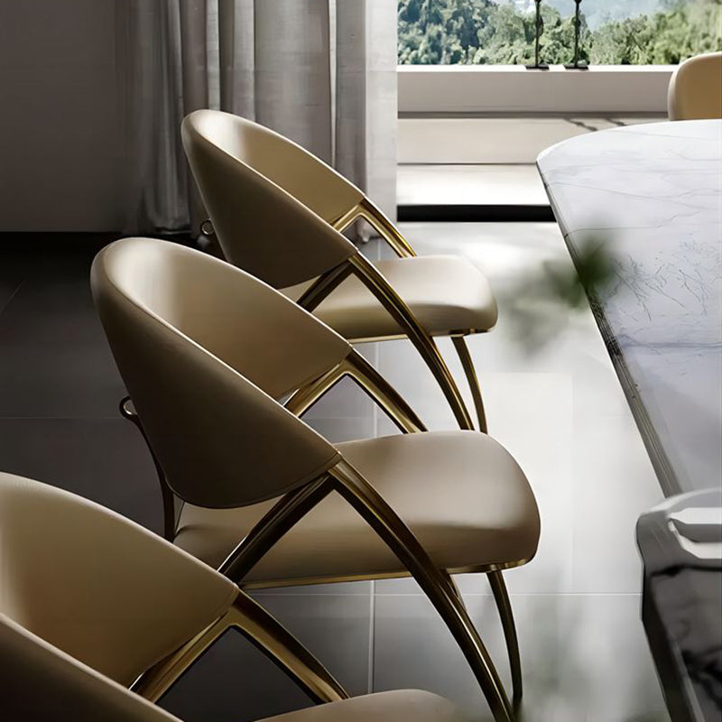 Glam keuken gestoffeerde zijstoel metalen benen Dining Armloze stoel