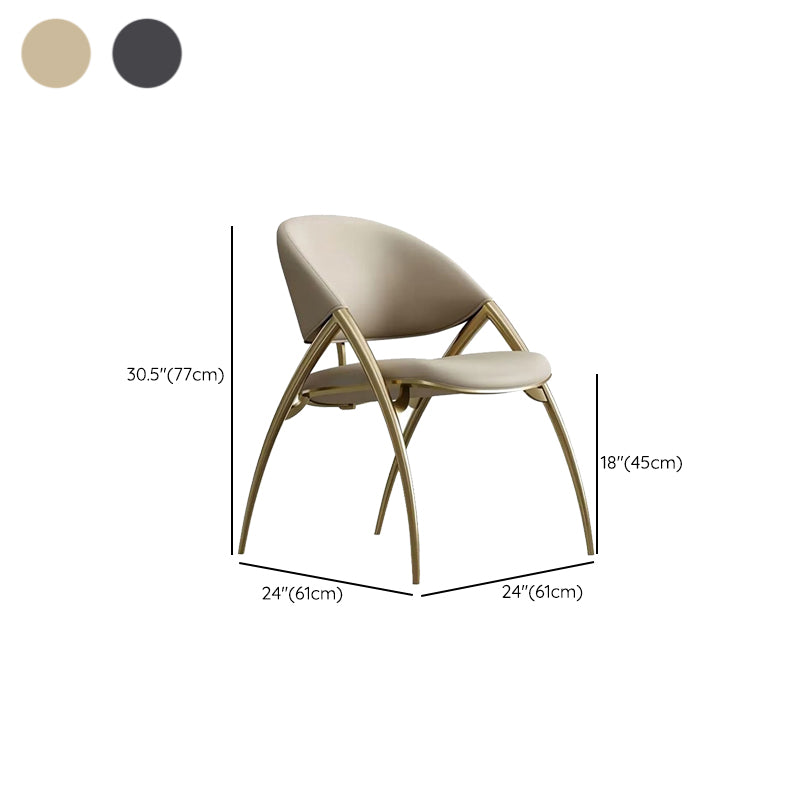 Glam keuken gestoffeerde zijstoel metalen benen Dining Armloze stoel