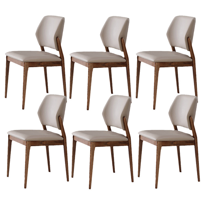 Industrial Upholstered Armless Chair Dining Room Open Back Dining Chair 6 Piece Set Walnut Clearhalo 'Dining Chairs' 'Dining Tables & Seating' 'dining_chair' 'furn' 'furn_dining_chair' 'Furniture' 'Kitchen & Dining Furniture' 7163238