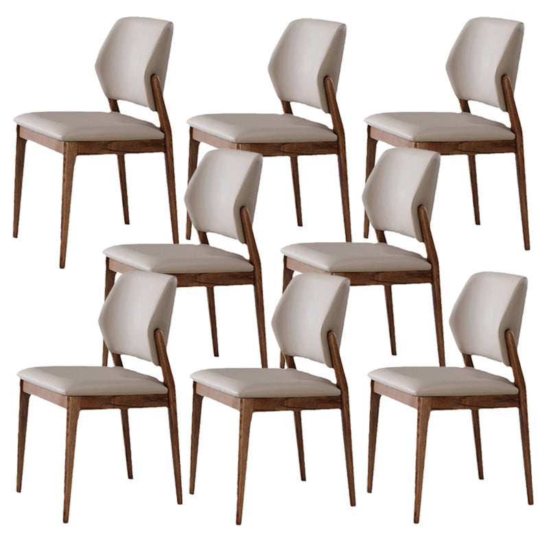 Industrial Upholstered Armless Chair Dining Room Open Back Dining Chair 8 Piece Set Walnut Clearhalo 'Dining Chairs' 'Dining Tables & Seating' 'dining_chair' 'furn' 'furn_dining_chair' 'Furniture' 'Kitchen & Dining Furniture' 7163240