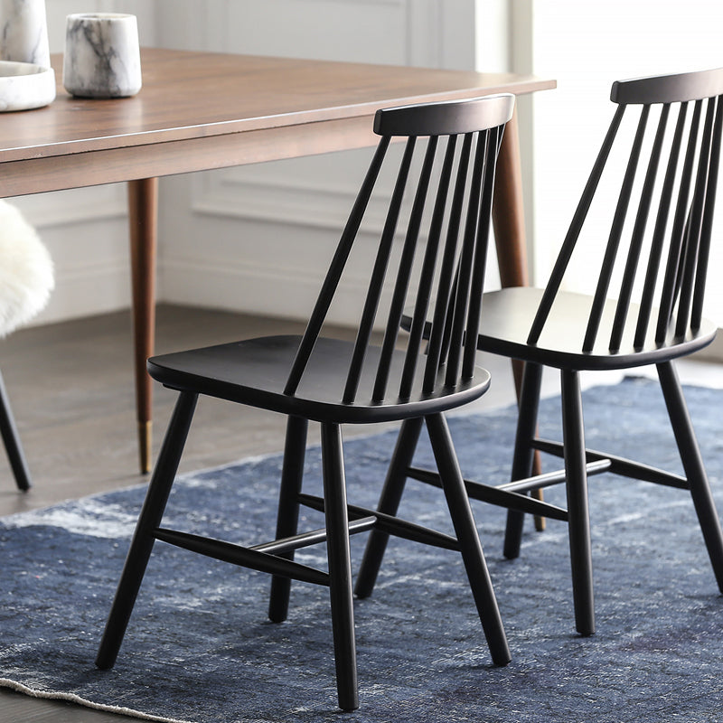 ダイニングルームアームレスダイニングチェアホームスラットバックソリッドウッドチェア