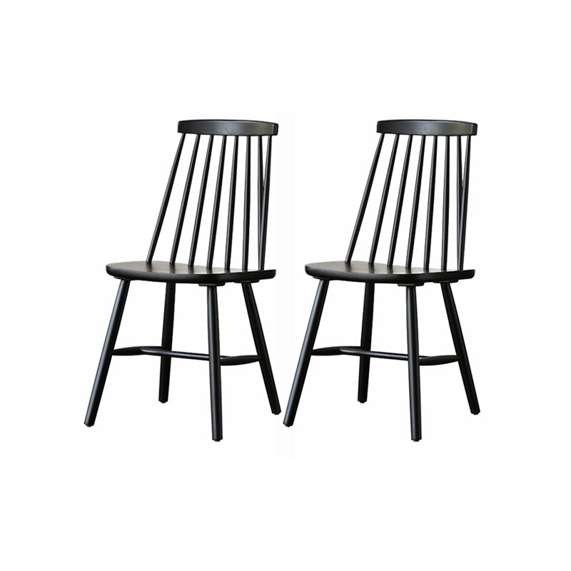 ダイニングルームアームレスダイニングチェアホームスラットバックソリッドウッドチェア