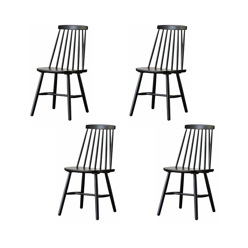 ダイニングルームアームレスダイニングチェアホームスラットバックソリッドウッドチェア