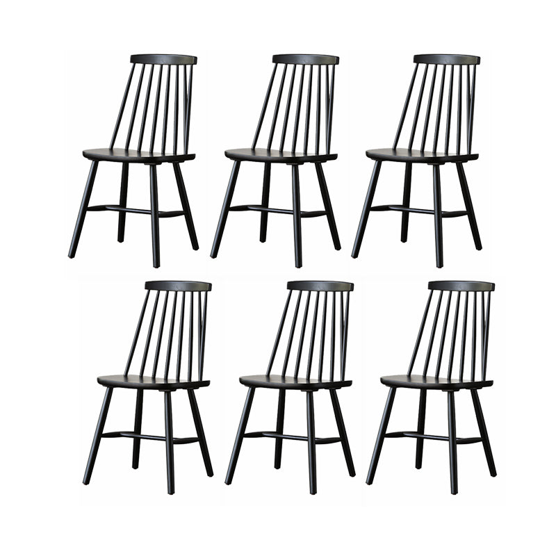 ダイニングルームアームレスダイニングチェアホームスラットバックソリッドウッドチェア