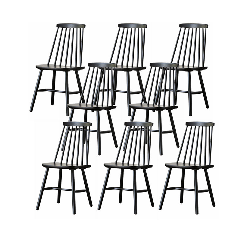 ダイニングルームアームレスダイニングチェアホームスラットバックソリッドウッドチェア