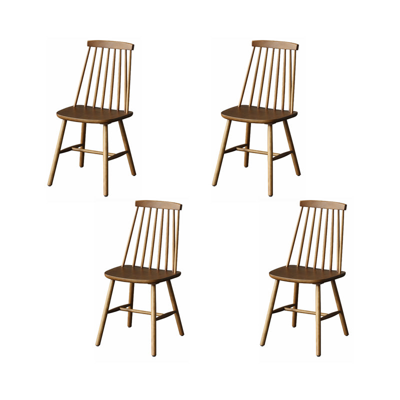 ダイニングルームアームレスダイニングチェアホームスラットバックソリッドウッドチェア