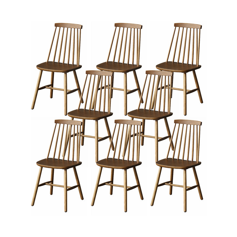 ダイニングルームアームレスダイニングチェアホームスラットバックソリッドウッドチェア