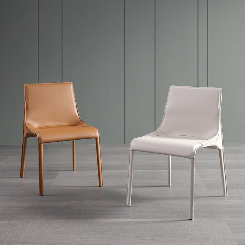 Faux lederen eigentijdse armloze stoel huis metalen eetkamerstoel