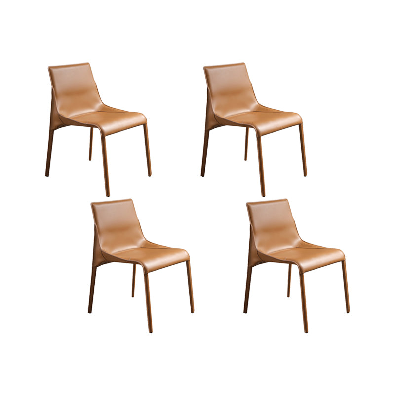 Faux lederen eigentijdse armloze stoel huis metalen eetkamerstoel