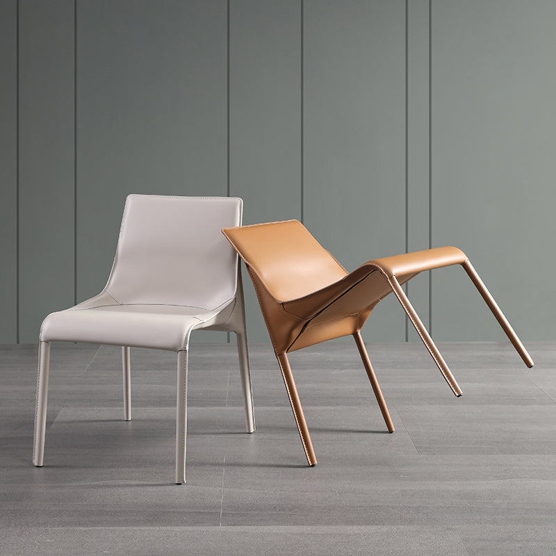 Faux lederen eigentijdse armloze stoel huis metalen eetkamerstoel