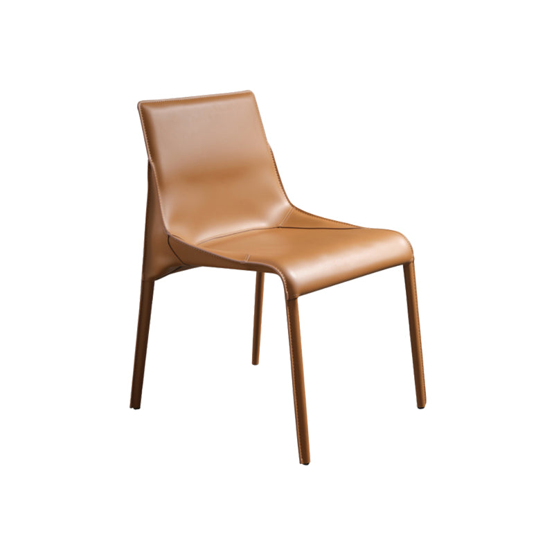 Faux lederen eigentijdse armloze stoel huis metalen eetkamerstoel