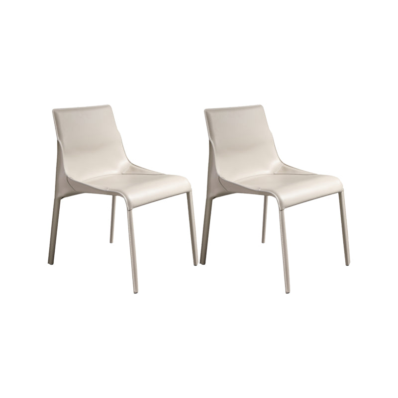 Faux lederen eigentijdse armloze stoel huis metalen eetkamerstoel