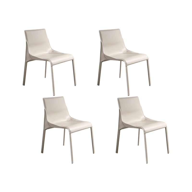 Faux lederen eigentijdse armloze stoel huis metalen eetkamerstoel