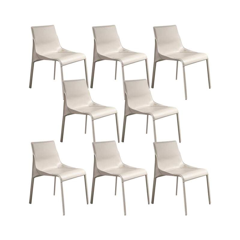 Faux lederen eigentijdse armloze stoel huis metalen eetkamerstoel