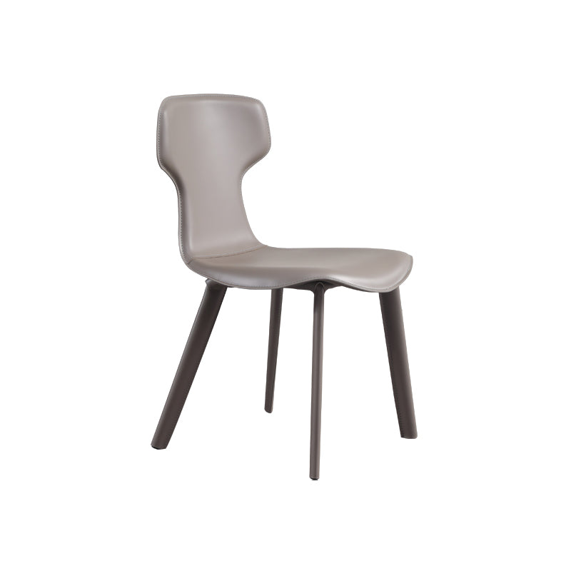 Contemporary Faux Leather Armless Chair Home Metal Dining Chair
