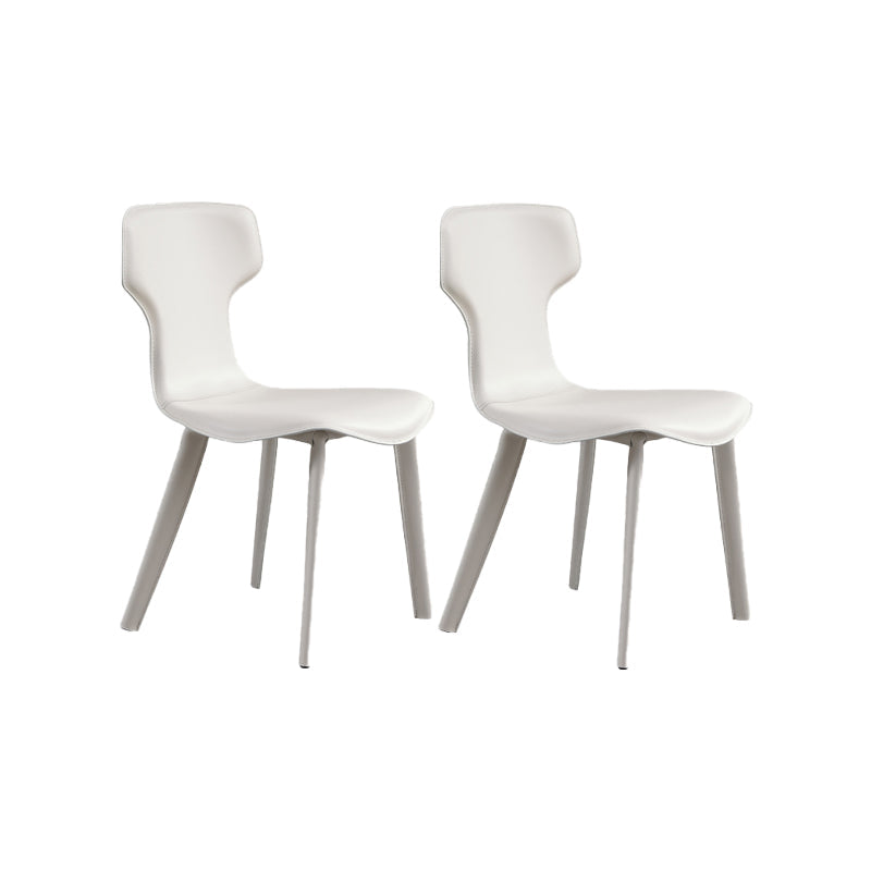 Contemporary Faux Leather Armless Chair Home Metal Dining Chair
