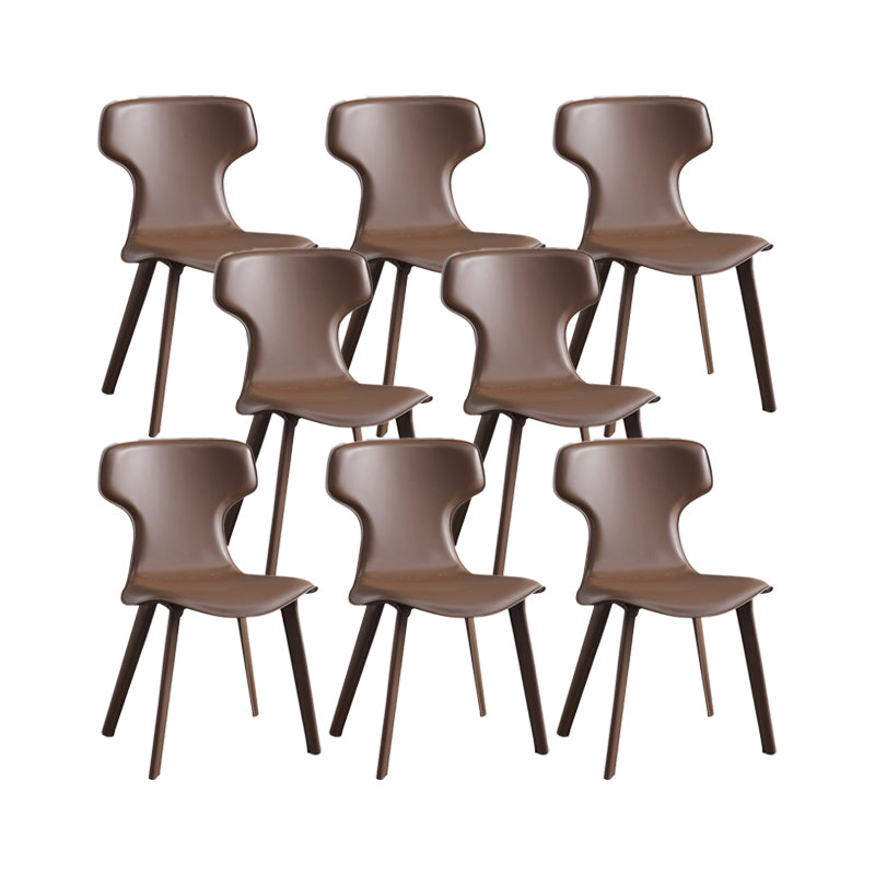 Contemporary Faux Leather Armless Chair Home Metal Dining Chair