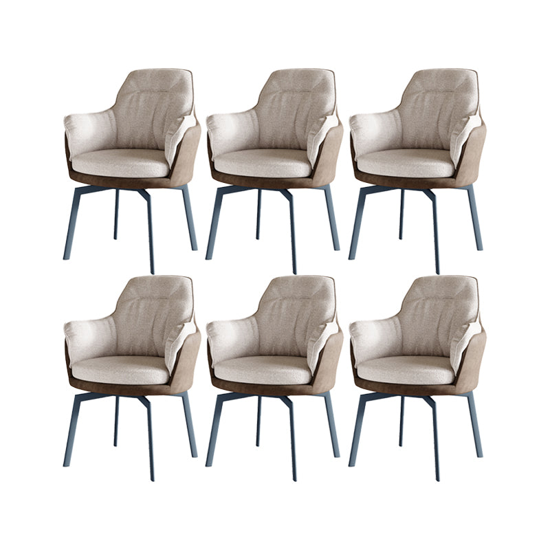 Industrial Kitchen Dining Chairs Fabric Arm Dining Chairs with Metal Legs 6 Piece Set Clearhalo 'Dining Chairs' 'Dining Tables & Seating' 'dining_chair' 'furn' 'furn_dining_chair' 'Furniture' 'Kitchen & Dining Furniture' 7163415