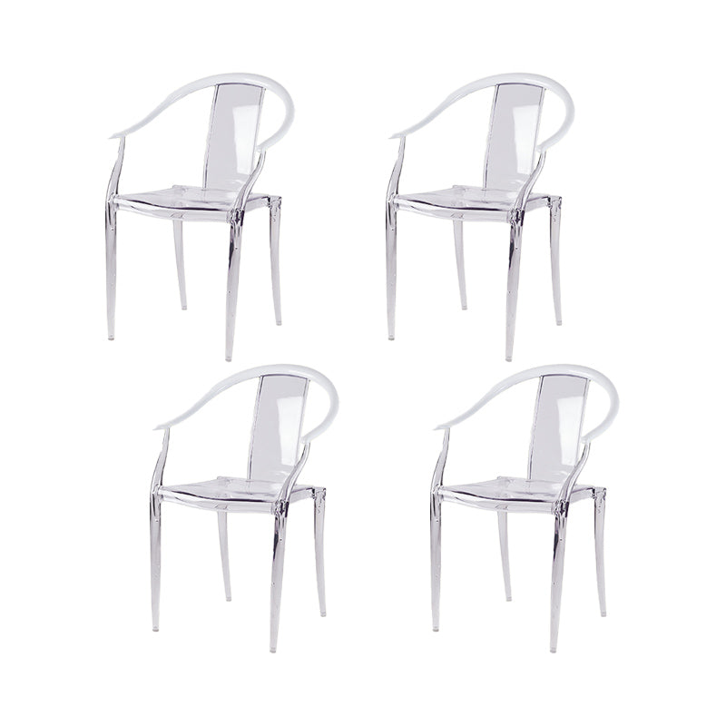 Contemporary Kitchen Dining Arm Chair Slat Back Plastic Chair