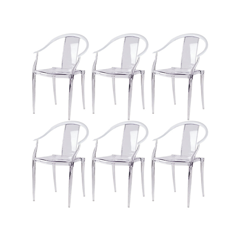 Contemporary Kitchen Dining Arm Chair Slat Back Plastic Chair