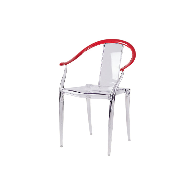 Contemporary Kitchen Dining Arm Chair Slat Back Plastic Chair
